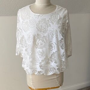 White Floral Burnout Tunic Top